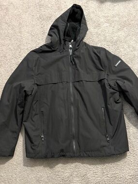 Calvin Klein Black Hooded Raincoat Jacket
